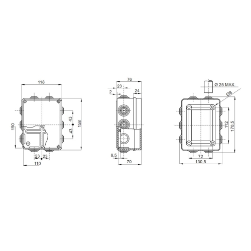 Rozvodná krabice GEWISS GW44006 150x110x70mm IP55 na omítku