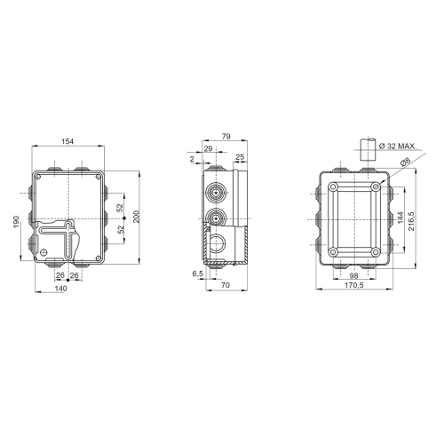 Rozvodná krabice GEWISS GW44007 190x140x70mm IP55 na omítku