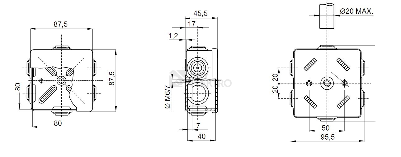 Obrázek produktu  Krabice GEWISS GW44003 87x87x45mm IP44 na omítku 1