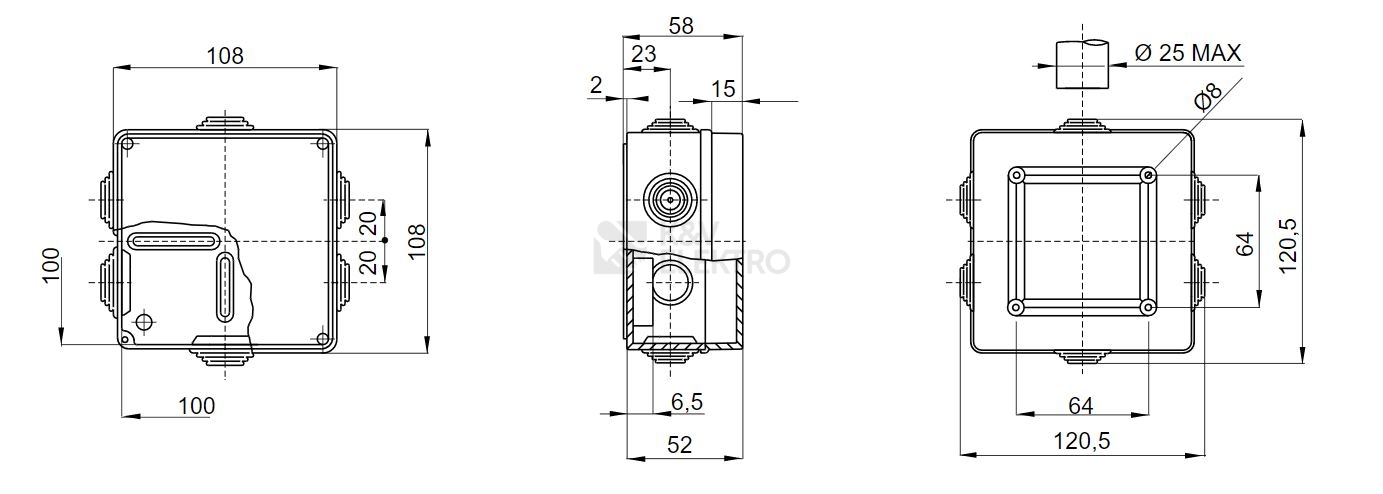 Obrázek produktu  Krabice GEWISS GW44004 108x108x58mm IP55 na omítku 1