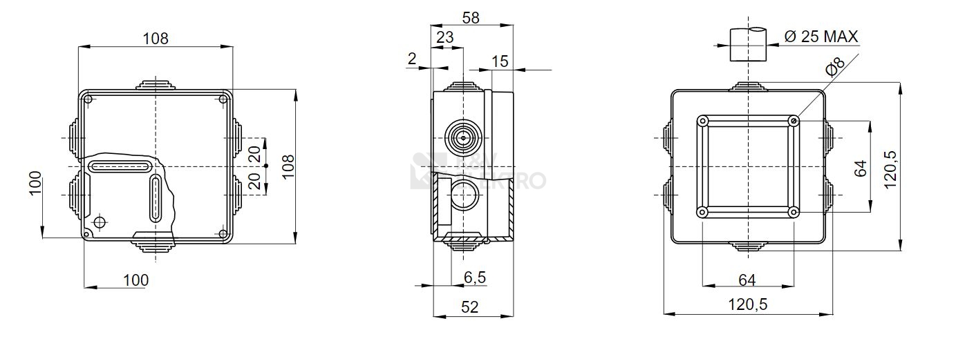 Obrázek produktu  Krabice GEWISS GW44004 108x108x58mm IP55 na omítku 1