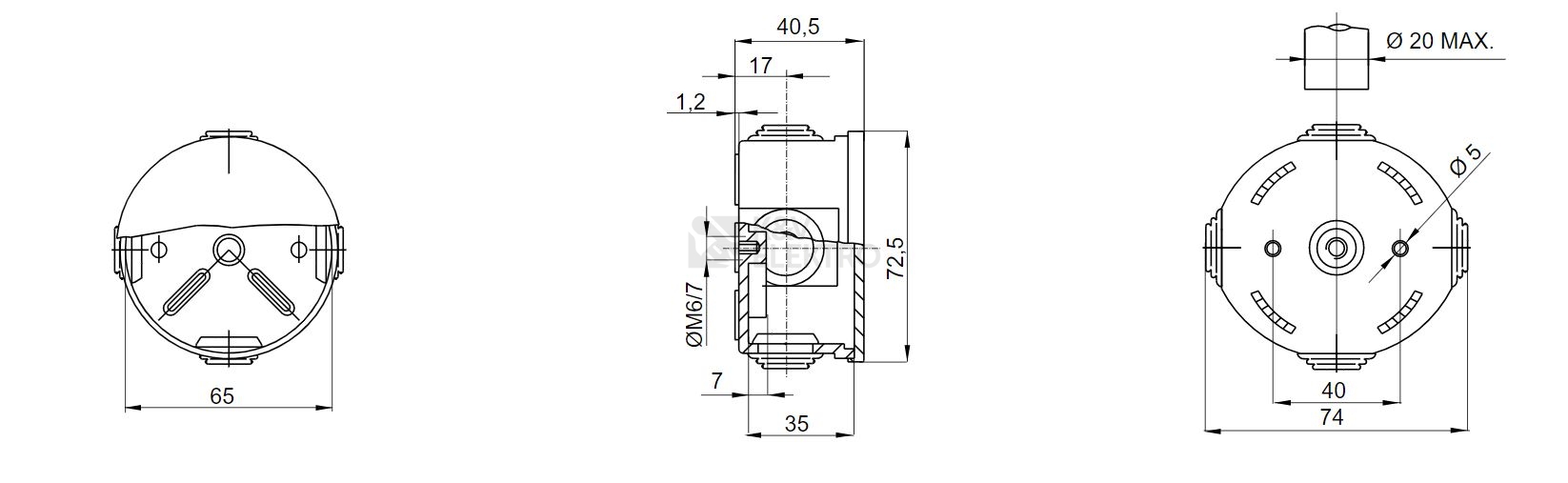 Obrázek produktu Krabice GEWISS GW44001 65x35mm IP44 pod omítku 1