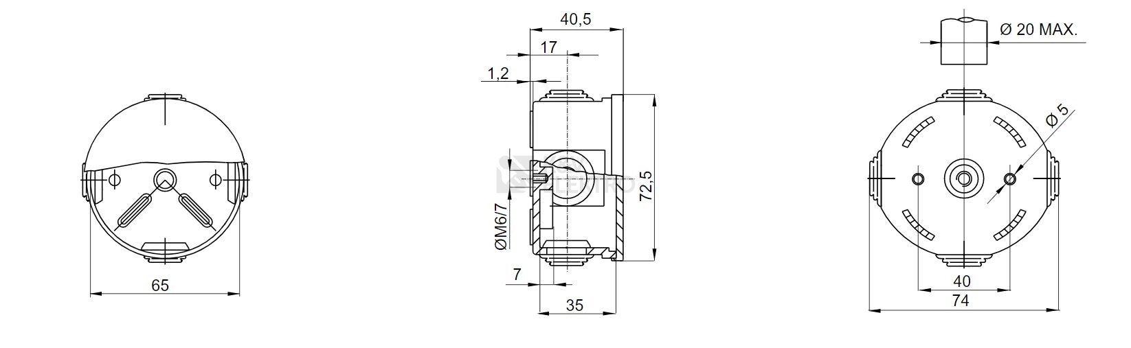 Obrázek produktu Rozvodná krabice GEWISS GW44001 65x35mm IP44 pod omítku 1