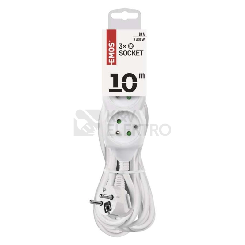 Obrázek produktu Prodlužovací kabel EMOS 10m/3zásuvky bílá P0310 1902031000 1