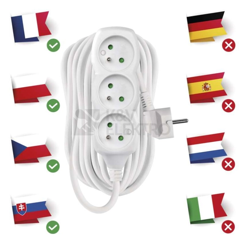 Obrázek produktu Prodlužovací kabel EMOS 10m/3zásuvky bílá P0310 1902031000 2