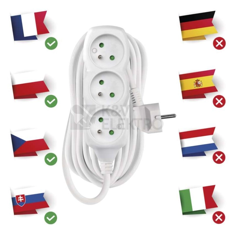Obrázek produktu Prodlužovací kabel EMOS P0317 7m/3zásuvky bílá 1902030700 2