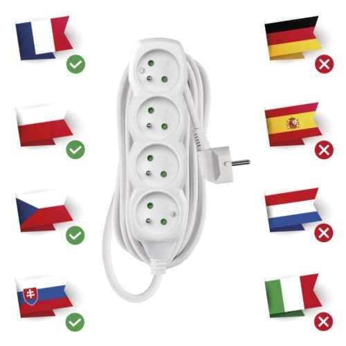 Prodlužovací kabel EMOS 5m/4zásuvky bílá P0415 1902040500 (obrázek 3)