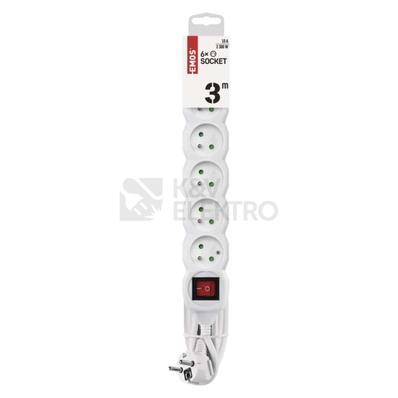 Obrázek produktu Prodlužovací kabel EMOS P1613 3m/6zásuvek s vypínačem bílá 1902160300 1