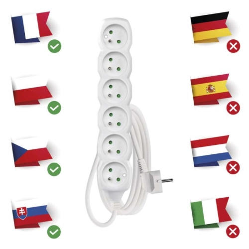 Prodlužovací kabel EMOS 2m/6zásuvek bílá P0612 1902060200 (obrázek 3)