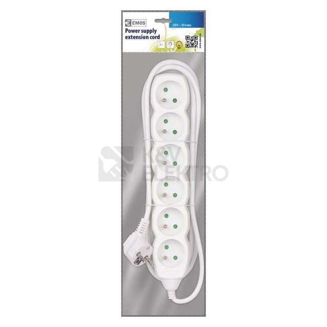Obrázek produktu Prodlužovací kabel EMOS 2m/6zásuvek bílá P0612 1902060200 1