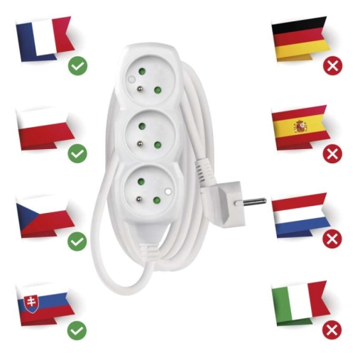 Prodlužovací kabel EMOS 2m/3zásuvky bílá P0312 1902030200 (obrázek 3)