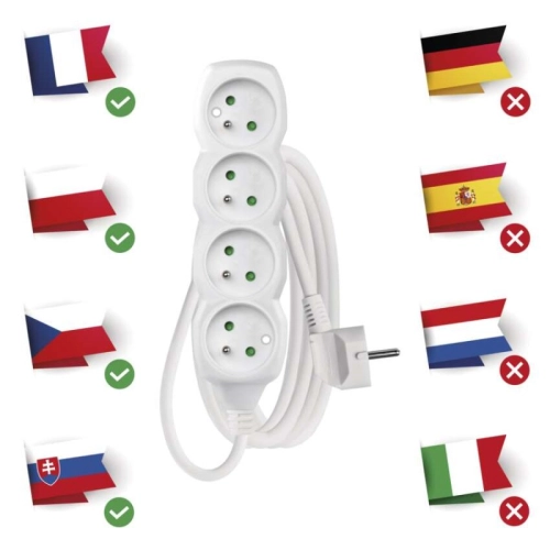 Prodlužovací kabel EMOS 2m/4zásuvky bílá P0412 1902040200 (obrázek 3)