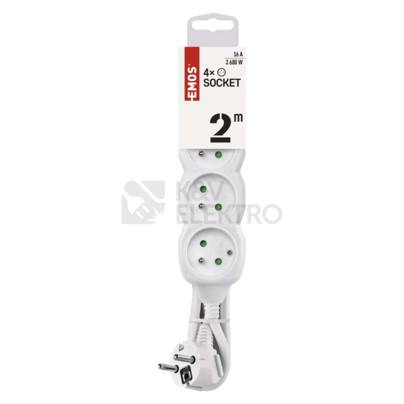 Obrázek produktu Prodlužovací kabel EMOS 2m/4zásuvky bílá P0412 1902040200 1
