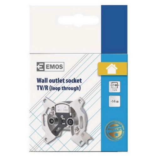 Anténní televizní zásuvka TV+R EU3614 průběžná EMOS J0222