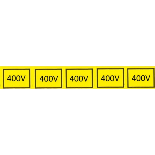 Samolepka, 400V v obdélníku (5x) (žlutá) 25x15mm