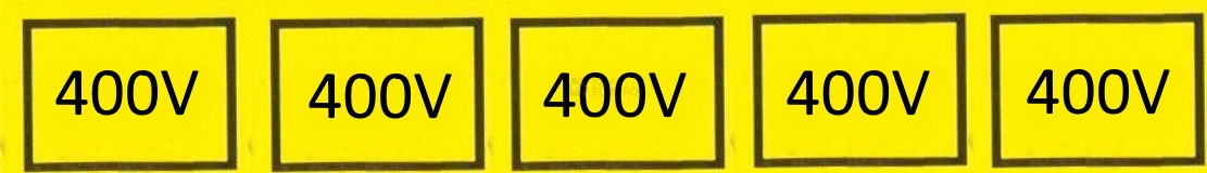 Obrázek produktu Samolepka, 400V v obdélníku (5x) (žlutá) 25x15mm 0