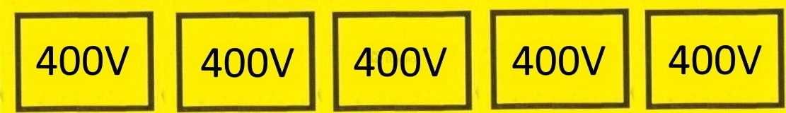 Obrázek produktu Samolepka, 400V v obdélníku (5x) (žlutá) 25x15mm 0