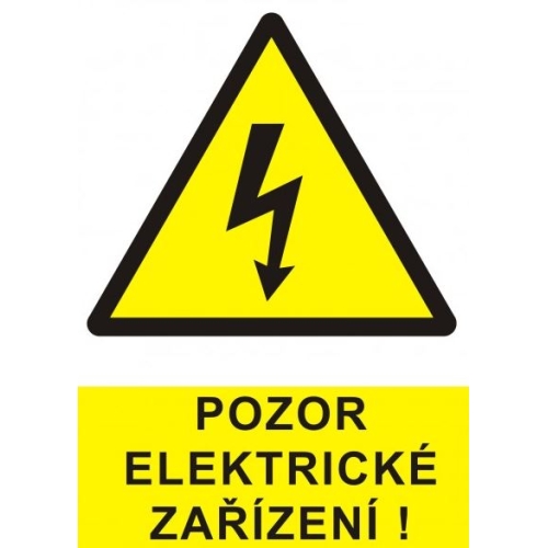 Samolepka pozor elektrické zařízení blesk v trojúhelníku (žlutá) 90x120mm