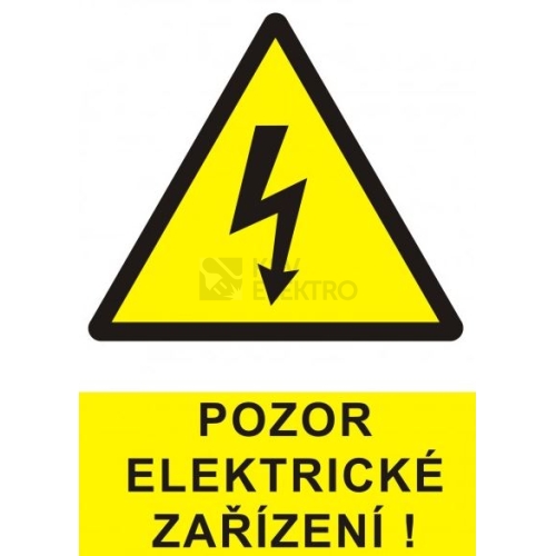 Samolepka pozor elektrické zařízení blesk v trojúhelníku (žlutá) 90x120mm