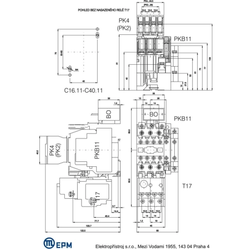 Stykač 25A 3P Elektropřístroj C25.11 24V/50HZ 1NO+1NC (obrázek 3)