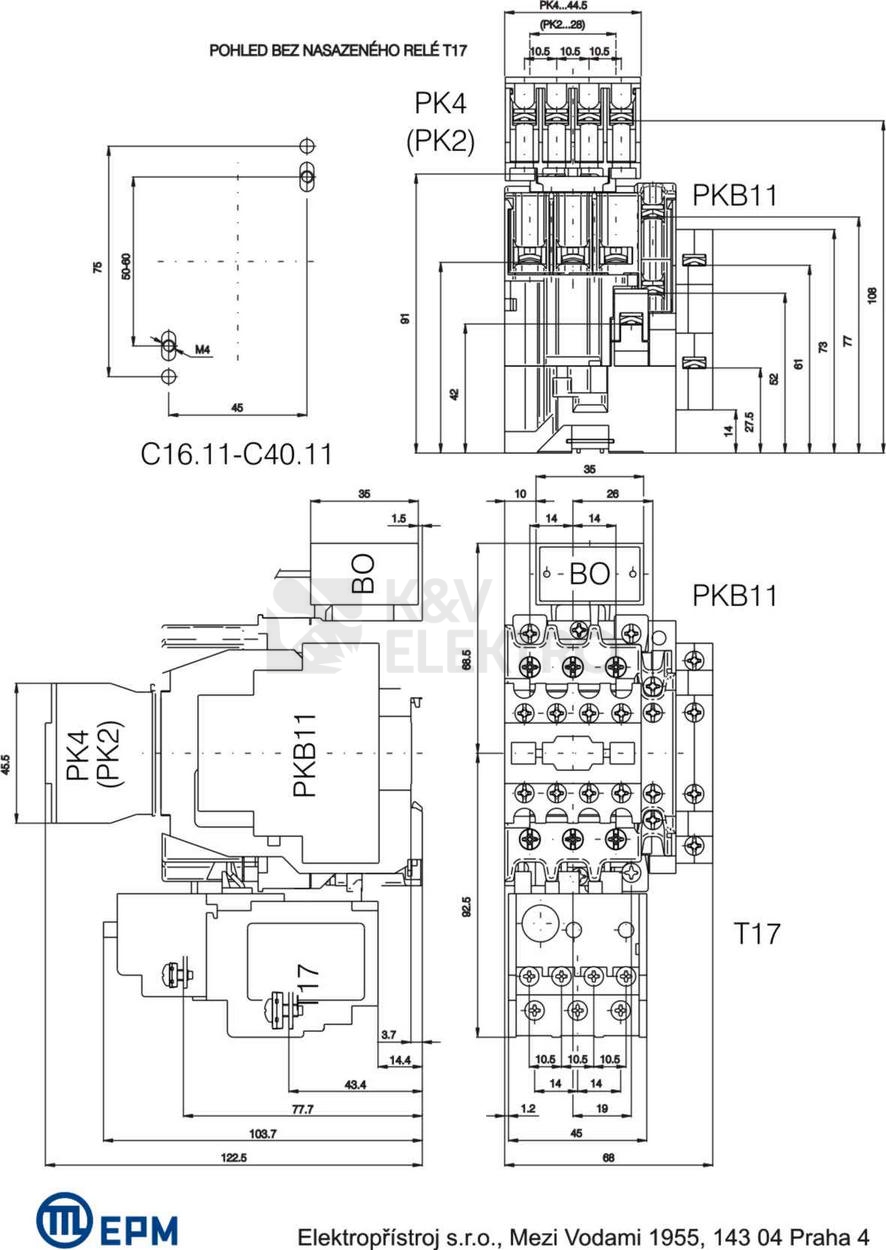 Obrázek produktu Stykač 25A 3P Elektropřístroj C25.11 24V/50HZ 1NO+1NC 1