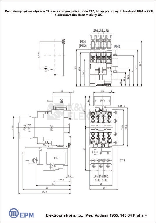 Obrázek produktu Stykač 17A 3P Elektropřístroj C17.10 24V/50HZ 1NO 1