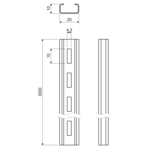 Lišta NIEDAX KOPOS 5820/21 S 20x10mm délka 3m (obrázek 3)