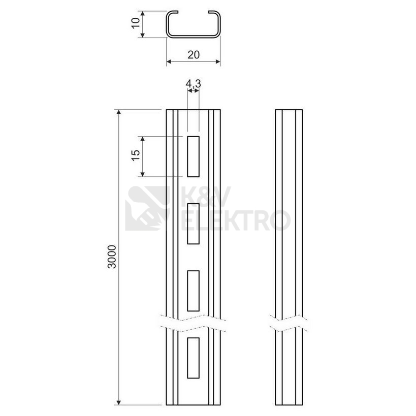 Obrázek produktu  Lišta NIEDAX KOPOS 5820/21 S 20x10mm délka 3m 1