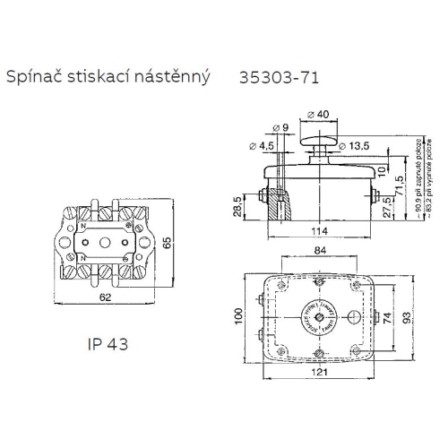 ABB spínač trojpólový stiskací 35303-71 černá 16A 400V