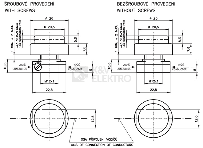 Obrázek produktu Vypínač Desko 3274-01871 tlačítkový vestavný 2A 250V 1