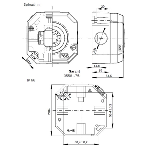 ABB Garant vypínač č.5 IP66 šedá 3558-05750