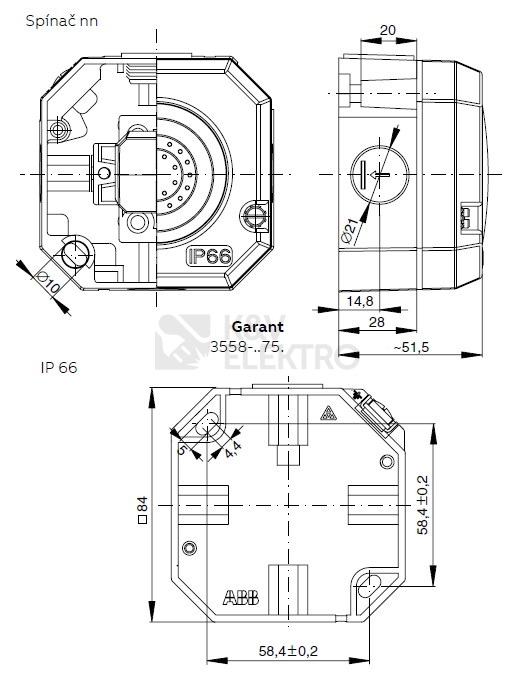 Obrázek produktu ABB Garant vypínač č.5 IP66 šedá 3558-05750 2