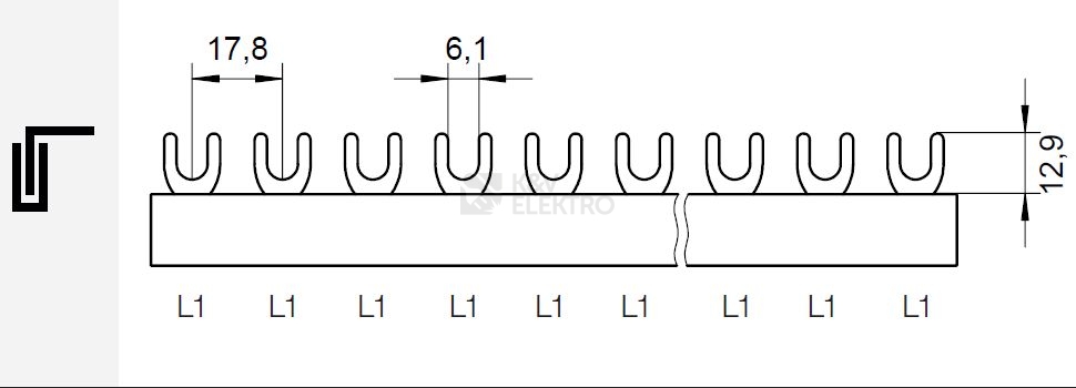 Obrázek produktu Propojovací lišta Eleman 1 pol. G-1L-1000/20 ISO 1000331 1