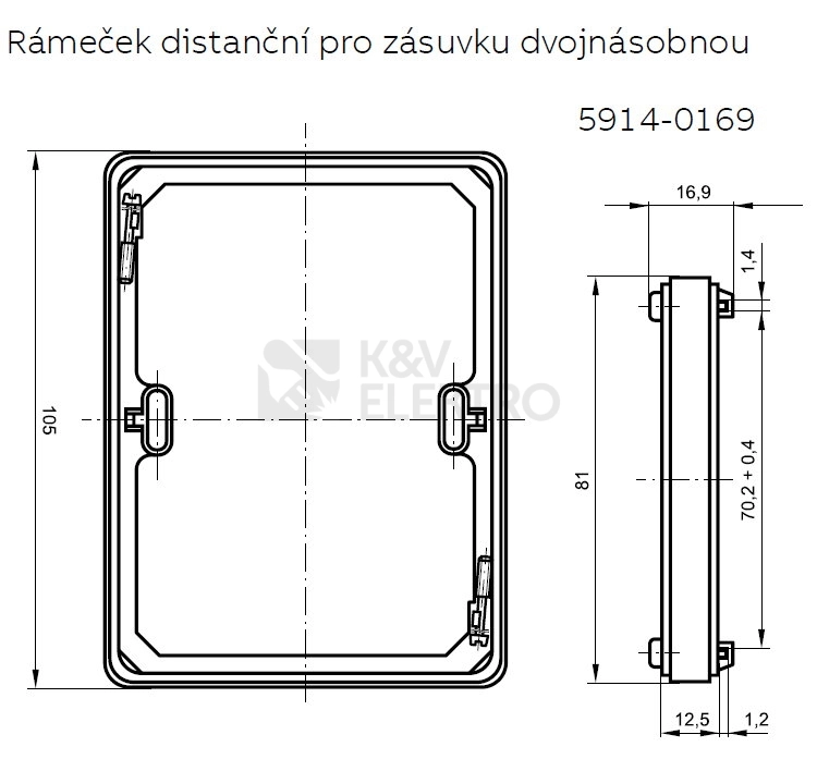 Obrázek produktu ABB rámeček distanční 5914-0169 B1 pro dvojzásuvku Classic, Swing jasně bílá 1
