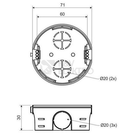 Obrázek produktu Elektroinstalační krabice KOPOS KP 68/2 KA nízká/mělká 1