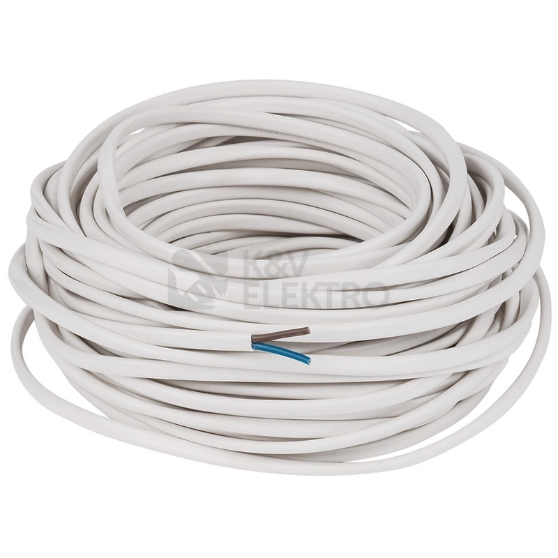 Obrázek produktu Kabel H03VVH2-F 2x0,50 dvojlinka ovál bílá (CYLY 2Dx0,50) metráž 1