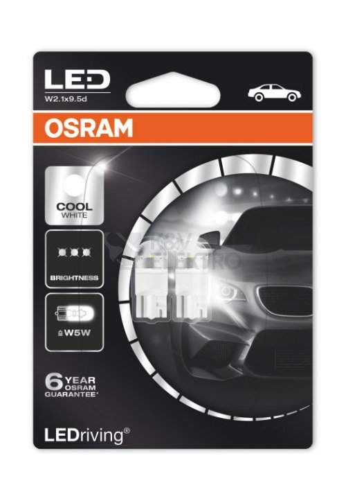 Obrázek produktu  Autožárovka Osram 2850CW-02B LEDriving Premium 12V 0,8W W2,1x9,5d 6000K (2ks v balení) 0