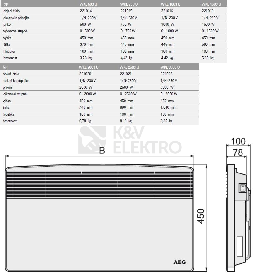 Obrázek produktu  Přímotop AEG WKL 1003 U 1kW bílá 1