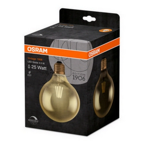 LED žárovka Vintage 1906 E27 OSRAM 4W (28W) teplá bílá (2000K) Retro Filament Gold Globe125 stmívatelná (obrázek 4)