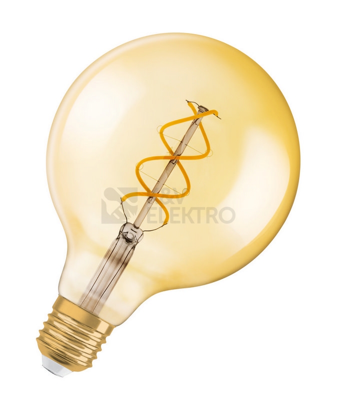 Obrázek produktu LED žárovka Vintage 1906 E27 OSRAM 4,5W (25W) teplá bílá (2000K) Retro Filament Gold Globe125 stmívatelná 0