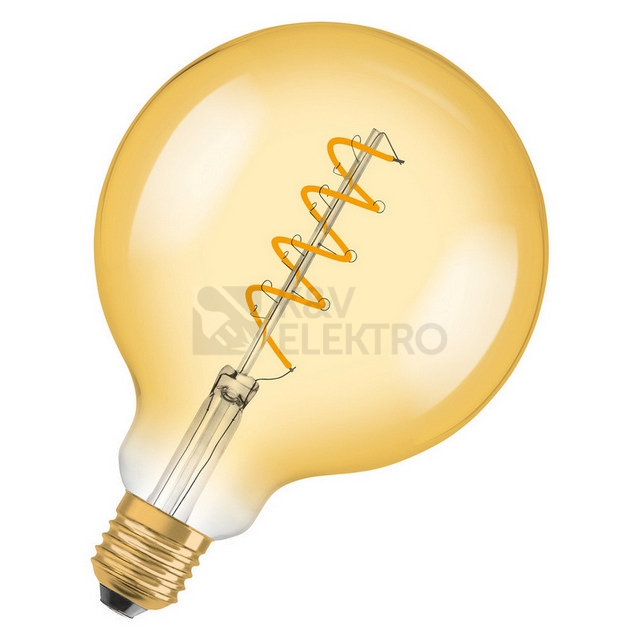 Obrázek produktu LED žárovka Vintage 1906 E27 OSRAM 4W (28W) teplá bílá (2000K) Retro Filament Gold Globe125 stmívatelná 0