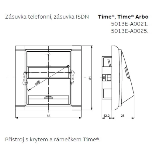 ABB Time,Time Arbo kryt zásuvky telefonní titanová 5013E-A00213 08 (obrázek 2)