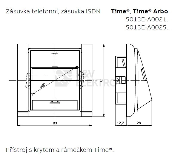 Obrázek produktu ABB Time,Time Arbo kryt zásuvky telefonní titanová 5013E-A00213 08 1