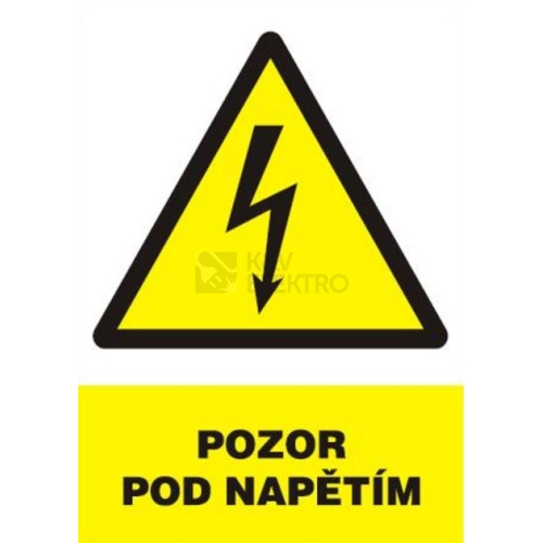 Samolepka pozor pod napětím blesk v trojúhelníku (žlutá) 90x120mm