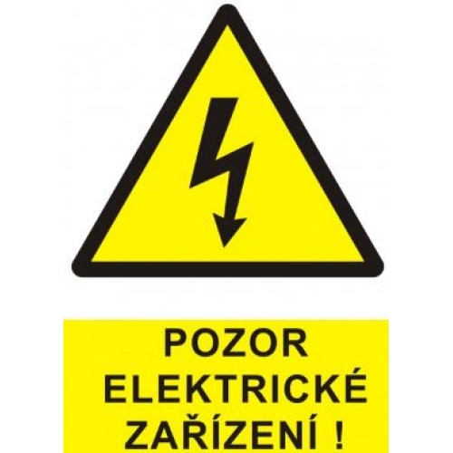 Samolepka pozor elektrické zařízení blesk v trojúhelníku (žlutá) 60x70mm