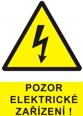 Samolepka pozor elektrické zařízení blesk v trojúhelníku (žlutá) 60x70mm
