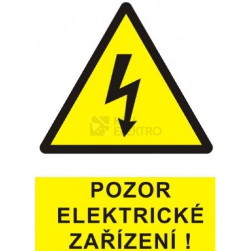 Samolepka pozor elektrické zařízení blesk v trojúhelníku (žlutá) 60x70mm