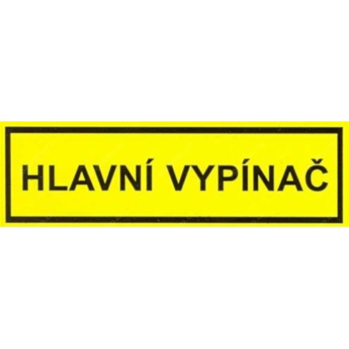 Levně Samolepka hlavní vypínač v rámečku (žlutá) 18x70mm