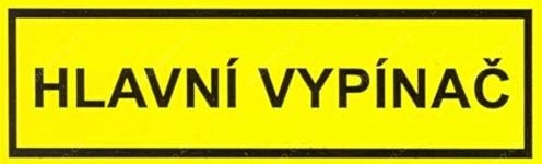 Samolepka hlavní vypínač v rámečku (žlutá) 18x70mm