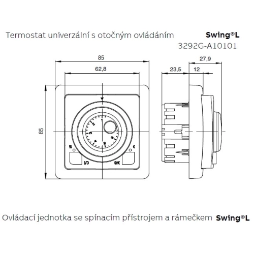 ABB Swing (L) termostat otočný 3292G-A10101 B1 jasně bílá (obrázek 3)